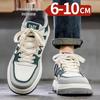 Men's Autumn 2025 Korean Style Thick Sole Canvas Shoes with 10cm Height Boost - Casual White.