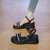 French One-word Sandals Women's 2025 New Summer Wear Casual with Skirt Platform Beach Shoes Sandals Women's Shoes