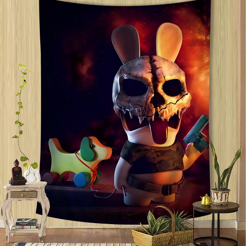 Cartoon Raving Rabbids Game Anime Tapestry Hanging Tarot Hippie Wall Rugs Dorm Sheets Bohemian Mandala Kawaii Room Decor