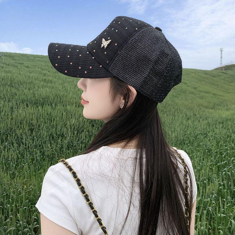 Butterfly Sport Peaked Hat Adjustable Summer Sun Hat Casual Mesh Baseball Hat  Unisex