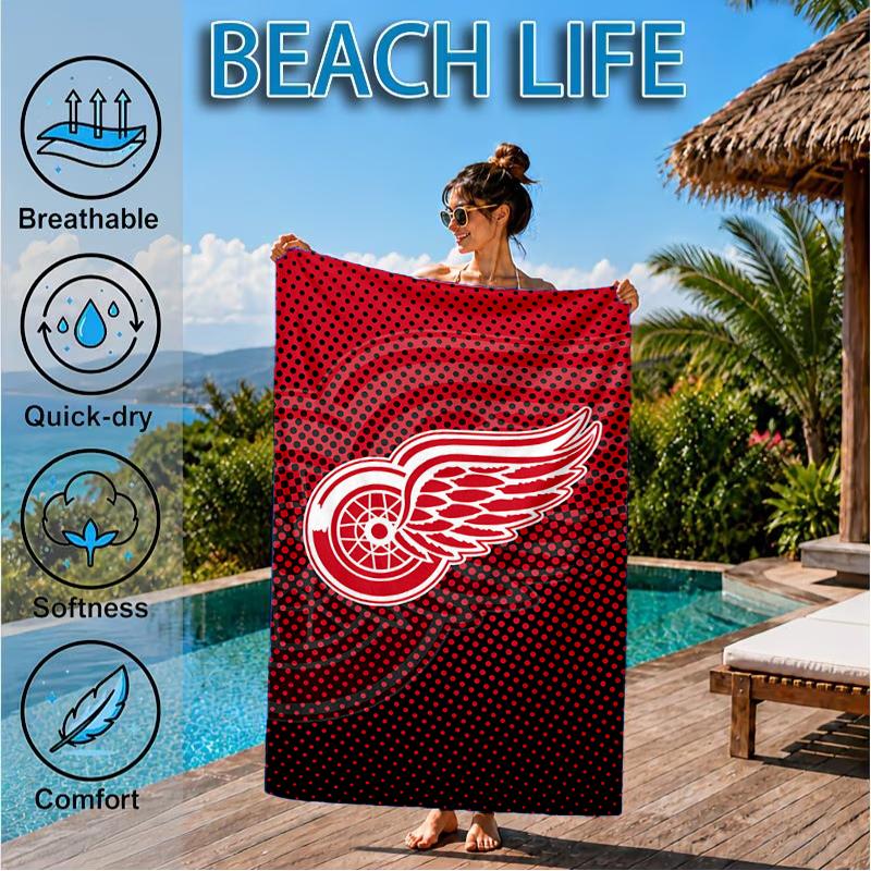 Detroit Red Wings Wappen Strandtuch, Super Weiche Mikrofaser, Perfektes Geschenk für Sie/Ihn, Geburtstag, für Pool, Strand, Reisen, Dekoration Strandparty