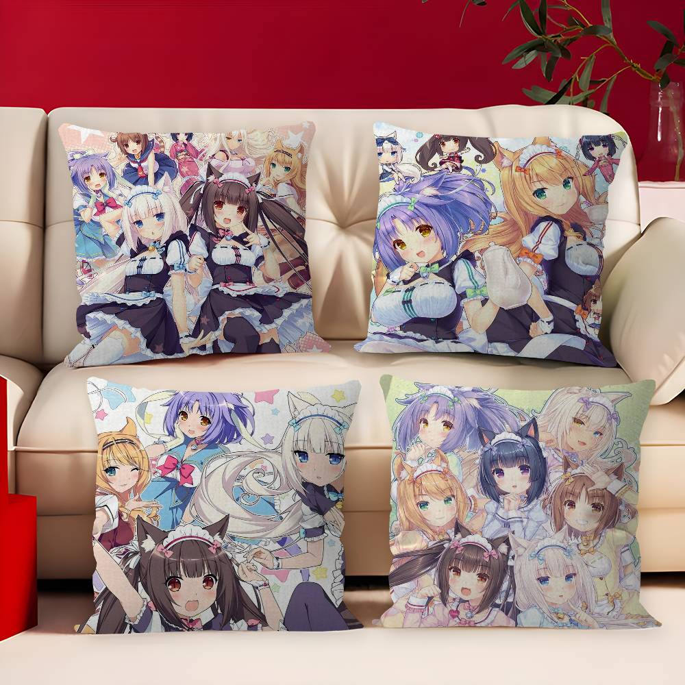 Nekopara Cat Girl Stitch Lucky Dragon Pillow Cover Sofa Cushion Cover Home Room Decoration Children Gift