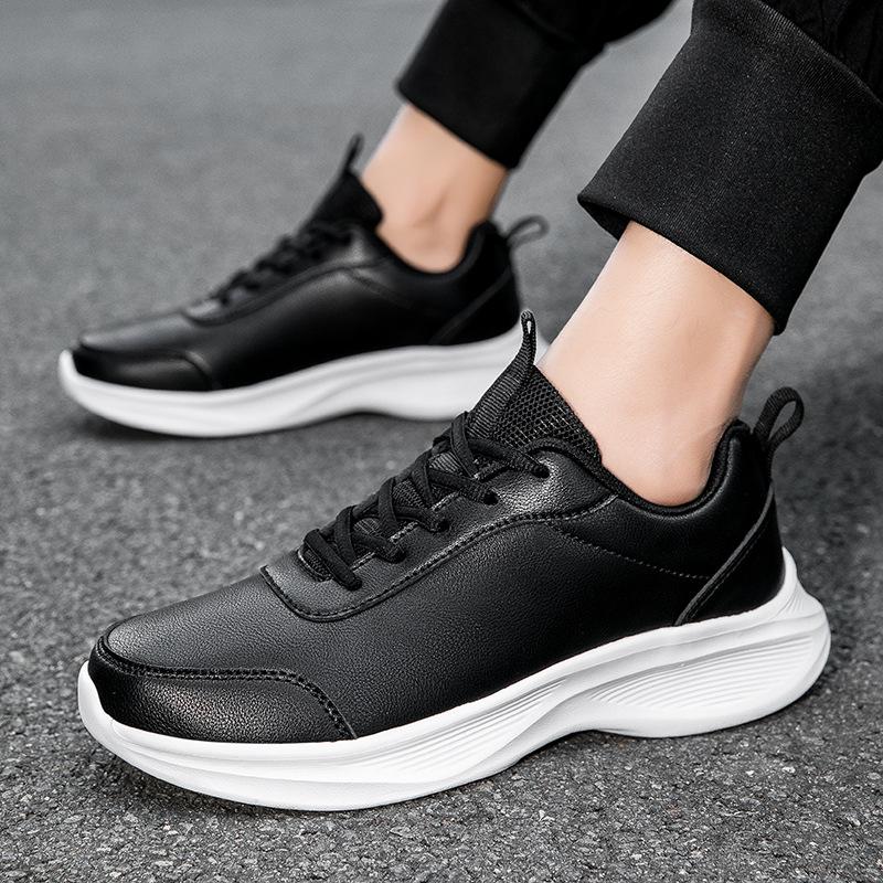 Men's shoes autumn and winter black leather sneakers men's lightweight outdoor couple casual running travel shoes