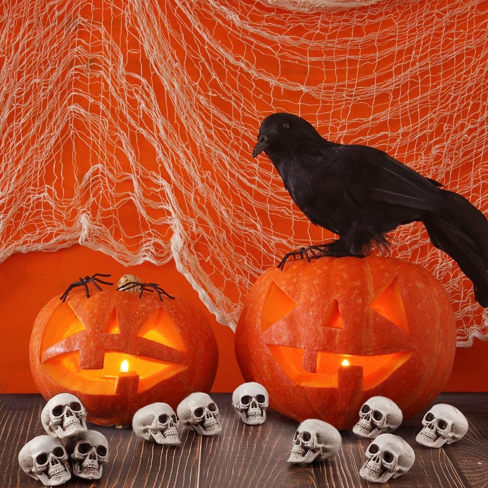 10Pcs Table Decor Skull Heads Scary Props Terrifying Skulls Decoration  for Halloween Party