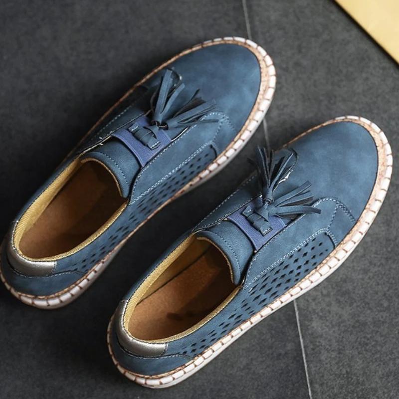 

мода Женские туфли-лоферы с бахромой Удобная обувь для ходьбы Летняя дышащая полая вулканизированная обувь Новые женские Zapatillas De Deporte 35 синий