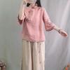 Spring Summer Retro Seven Quarter Ladies' Cotton Linen Shirt Blouse Chinese Traditional Women's Formal Top Ttang Costume Hanfu