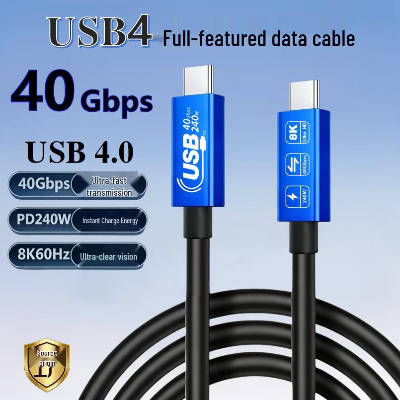 Thunderbolt 4 Data Cable Type-C Male to Male, 40Gbps High-Speed, PD240W Charging, 8K Mirroring