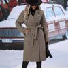 2025 Cross-Border Double-Breasted Solid Color Wool Coat with Lapel - Extra Long for Spring & Autumn