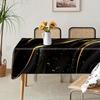 Jit, 1 Piece, an Abstract Black Tablecloth with Golden Line Patterns of Marble Design.zyc