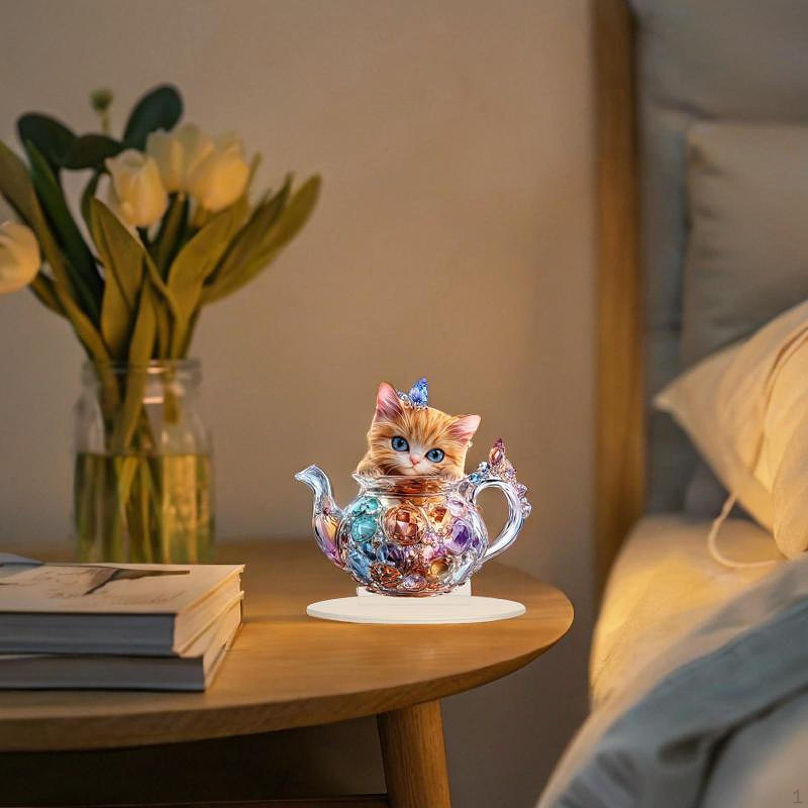 

2D Cat Acrylic Sign Tabletop Decoration Collectible Artwork Desktop Ornament Decorative Plaque for