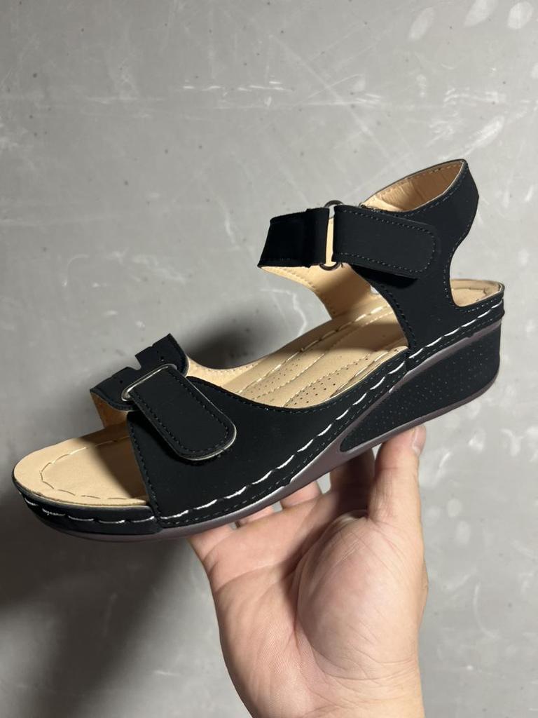 2023 Summer Women's Roman Slope Heel Beach Sandals, Plus Size