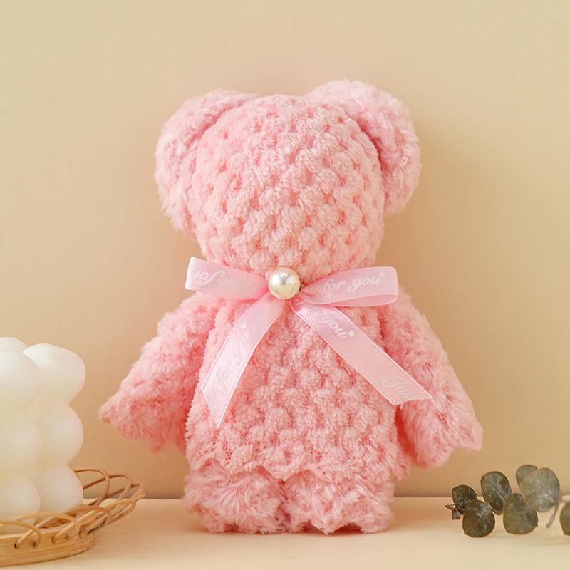 Luxury Velvet Bear Towel Plush Texture Kids Hand Towel Soft Absorbent for Hotel Guest Bathroom Use