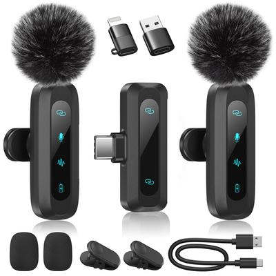 New Model Pin Pin Microphone for Simultaneous Use by 2 Instant LED Indicator Noise Automatic Silent Reverb Plug and 7 Hours Continuous Sound