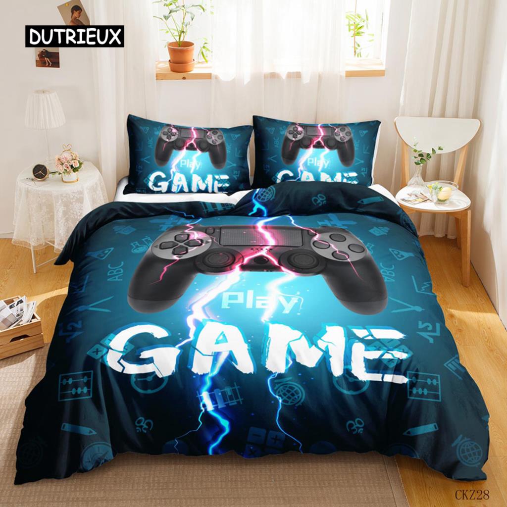 Game Duvet Cover Set Game Contoller Comforter Cover for Kids Boys Teens Player Game Double Queen King Size Polyester Bedding Set