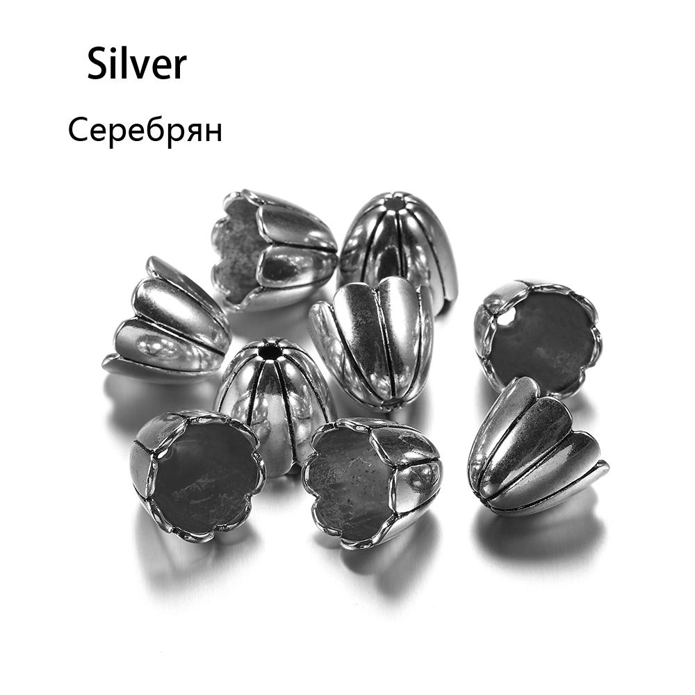 2Pcs Alloy Hollow Flower Beads Caps Various Shapes End Caps Connectors For DIY Earring Jewelry Making Accessroies Supplies
