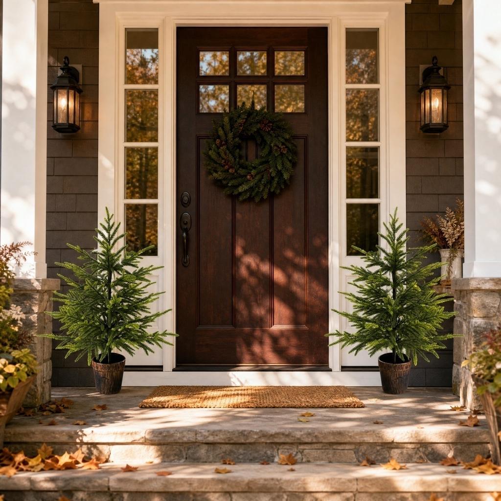 2Ft Tabletop Artificial Christmas Tree with or Without Lights, Potted, Outdoor Cedar Plant