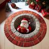 Christmas Santa Gnome Quilted Round Mat Festive Area Rug Non-Slip Backing Door Mat Living Room Bathroom Kitchen Absorbent Mat