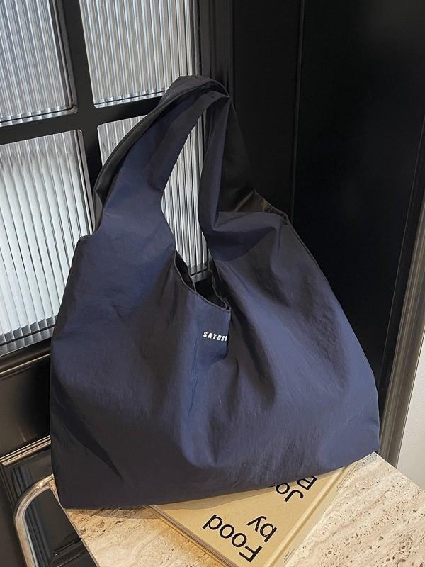 Nylon Tote Bag With Letter Print For Casual Daily Use Large Capacity Shoulder Bag