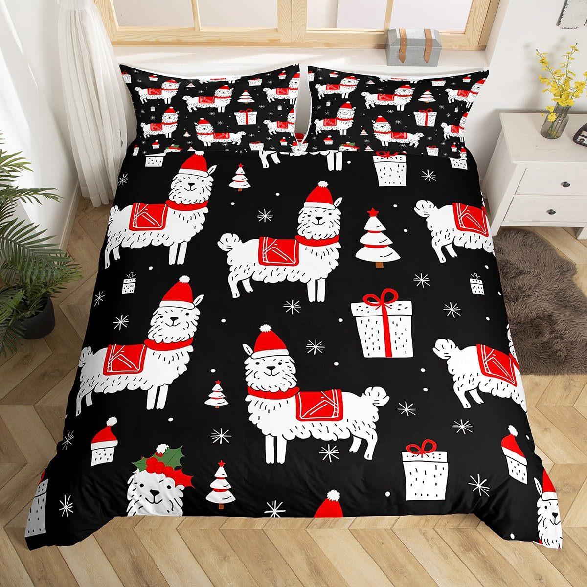 Christmas Alpaca Down Comforter Set Bedding Set 3-piece Duvet Cover Set 135*200cm