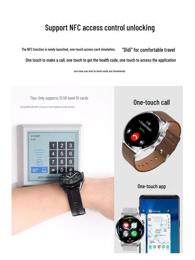 Huaqiangbei GT4MAX Waterproof Smart Watch with Offline Payment & Bluetooth Calls, NFC & Ride Code