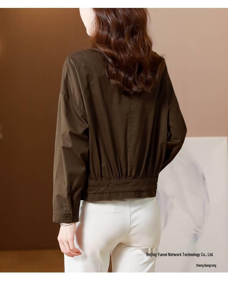2025 Korean Style Loose Coffee-Colored Women's Jacket: Tummy Covering, Casual, Short, Fashionable