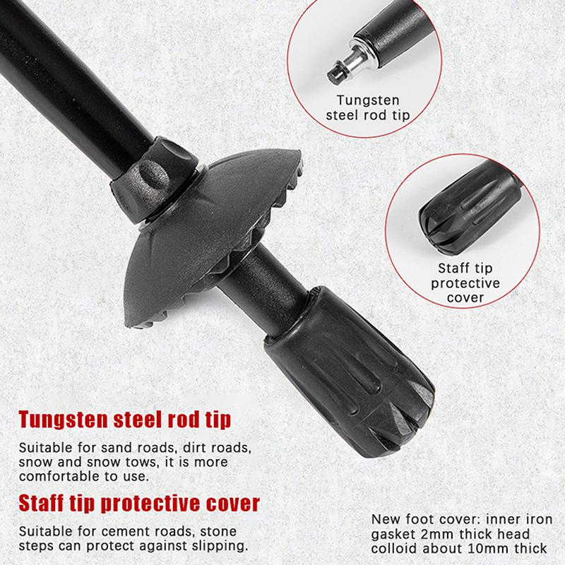 1 Stück 5-teiliger Outdoor Teleskopischer Faltbarer Trekkingstock Camping Tragbarer Wanderstock für Ältere Einfach in die Tasche zu stecken