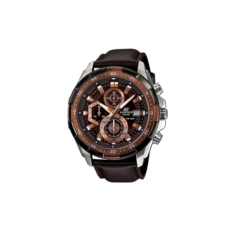 

Casio EDIFICE series simple and casual quartz movement leather strap Japanese and Korean watch men s watch black dial EFR-539L-5AV чорний