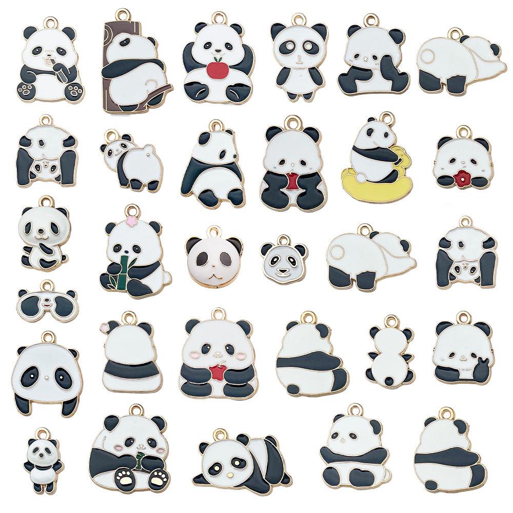 Panda Bamboo Oil Drop Alloy Earrings & Keychain Pendant Jewelry - Chinese Style Accessories
