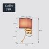 LED Wall Lamp with USB Port Charging Spotlight Fabric Wall Sconce Lighting for Hotel Bedroom Bedside Reading Decor E27