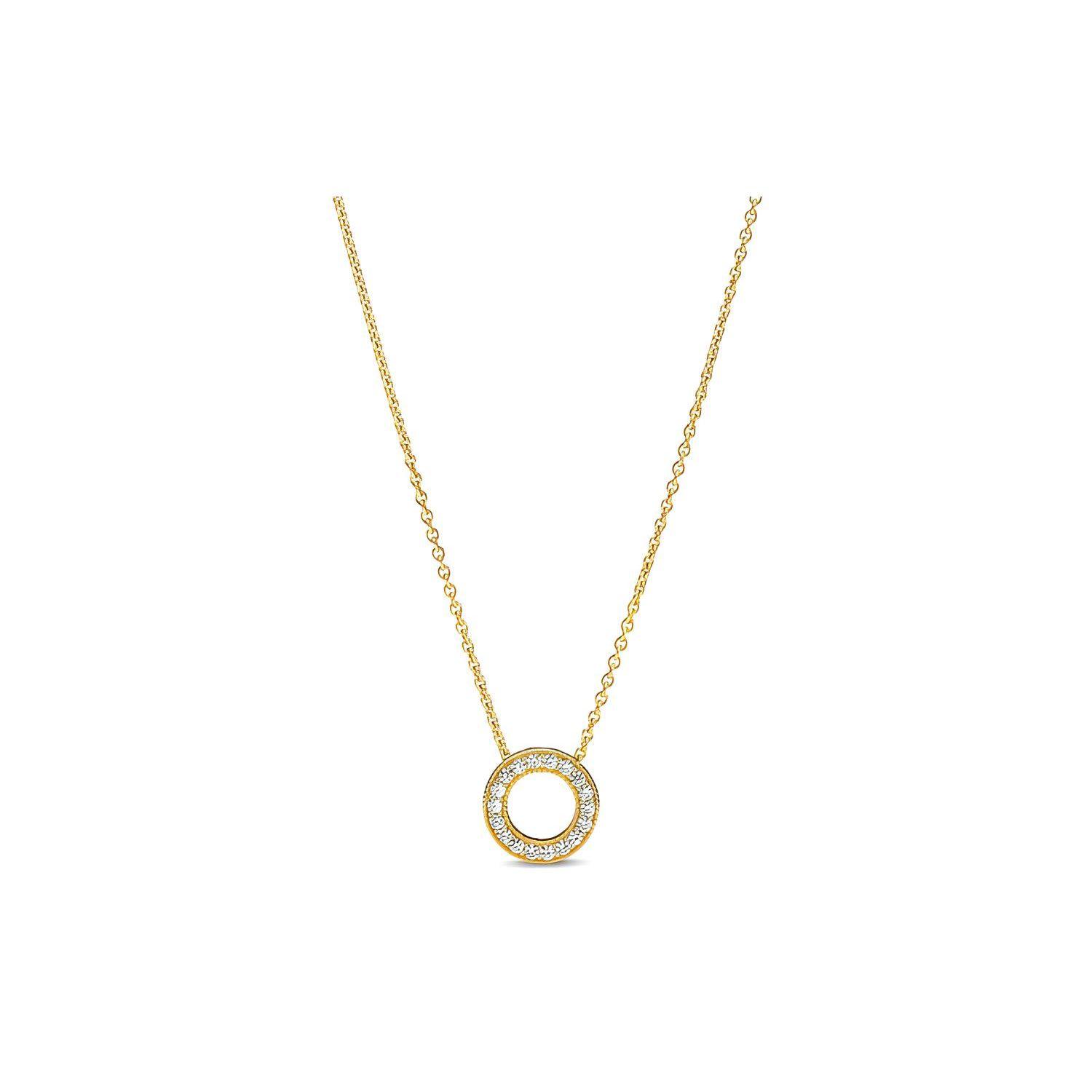 Pandora Logo Pavé Necklace Women necklace 367436C01 Gold,F