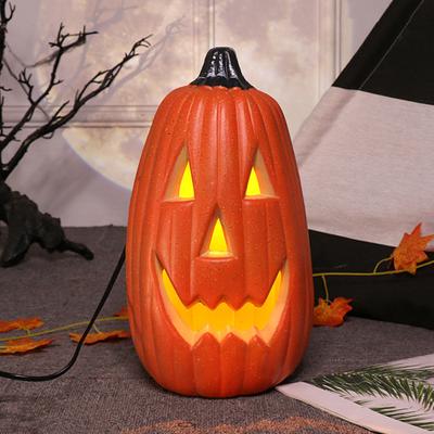 Halloween Pumpkin Lantern Battery Operated Plastic Pumpkin Statue Light Up Pumpkin Lamp