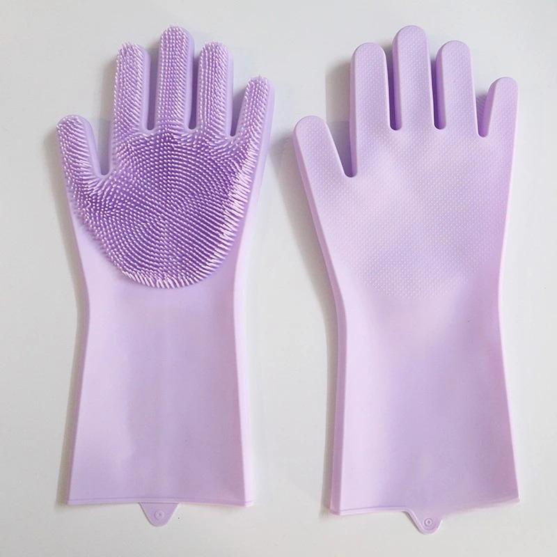 Reusable Silicone Cleaning Gloves w/ Scrubber – Heat Resistant for Kitchen, Bathroom, Car & Pet Care