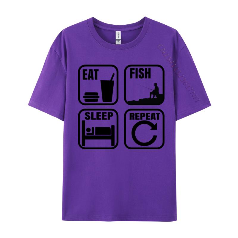 Eat Sleep Fish Repeat Tshirt Design TShirt Slim Fit Premium Cotton Man Tops Shirts Comfortable Black