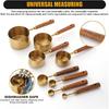 SHIKORI Gold Measuring Cups and Spoons Set with Wood Handles, Premium Stainless Steel Measuring Spoons and Measuring Cups Set-Gold