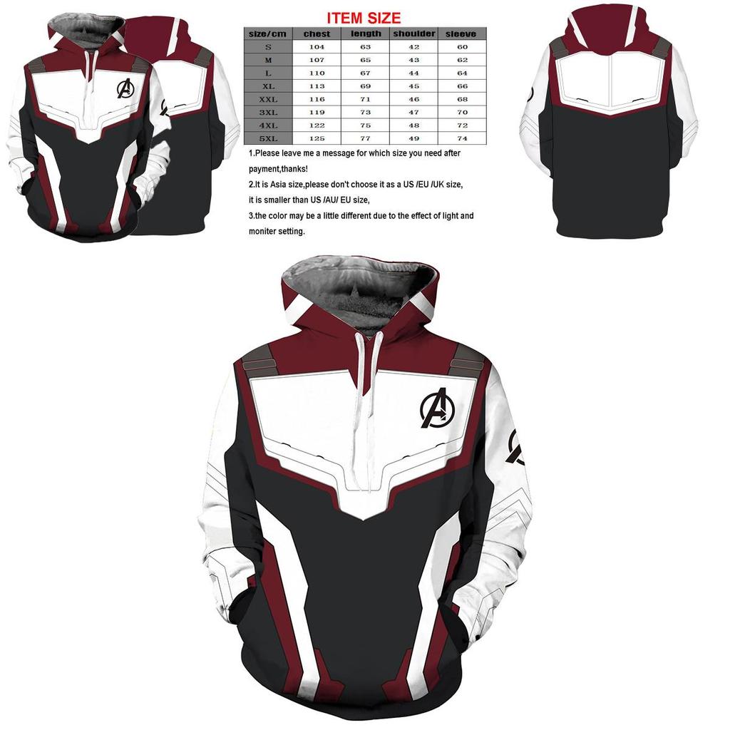 4 Avengers The Endgame Superhero 3d Hoodie Sweatshirt Cosplay Coat Tops Jacket