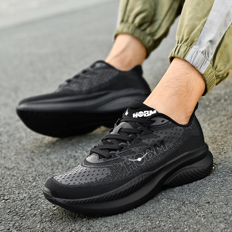 HOBM Men's Running Shoes Ultra Light Tennis Sport Breathable Sneakers Tenis Masculino Black Mesh Walking Casual Jogging Trainers