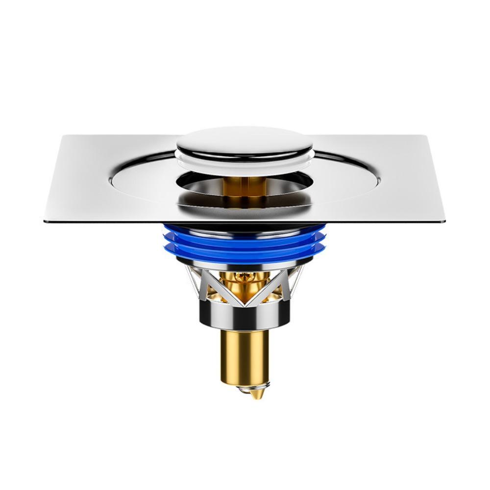 Stainless Steel Press Type Floor Drain Shower Pedal Jump Up Bounce Sewer Strainer Durable Bathroom Floor Mounted Drain