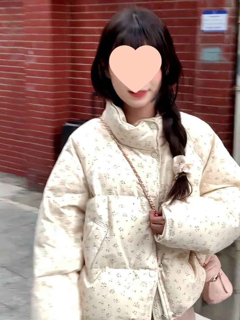 2025 Koreanischer Stil Florale Stehkragen Baumwolljacke: Frühling/Sommer, Warm, Gepolstert, Kurz, Verdickt