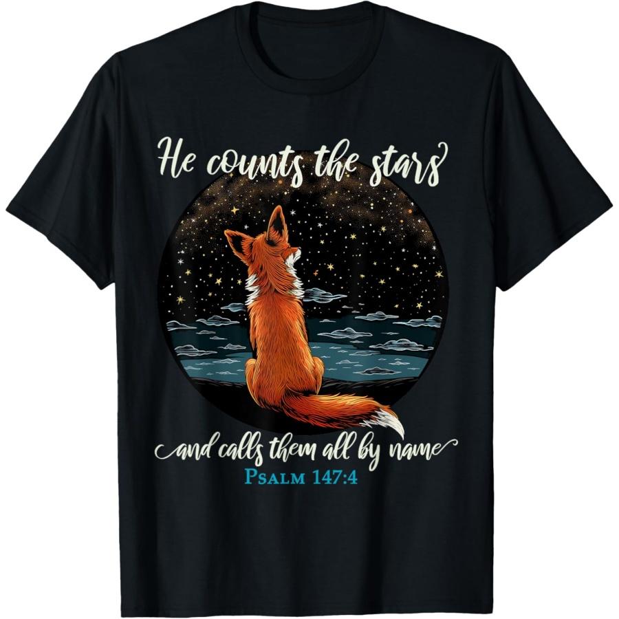 

He Counts The Stars And Calls Them All By Name Psalm 147_4 T-Shirt XXXXXL чорний