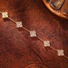 18K Gold-Plated 925 Sterling Silver Butterfly & Four-Leaf Clover Bracelet with Zircon and Flower Design for Women