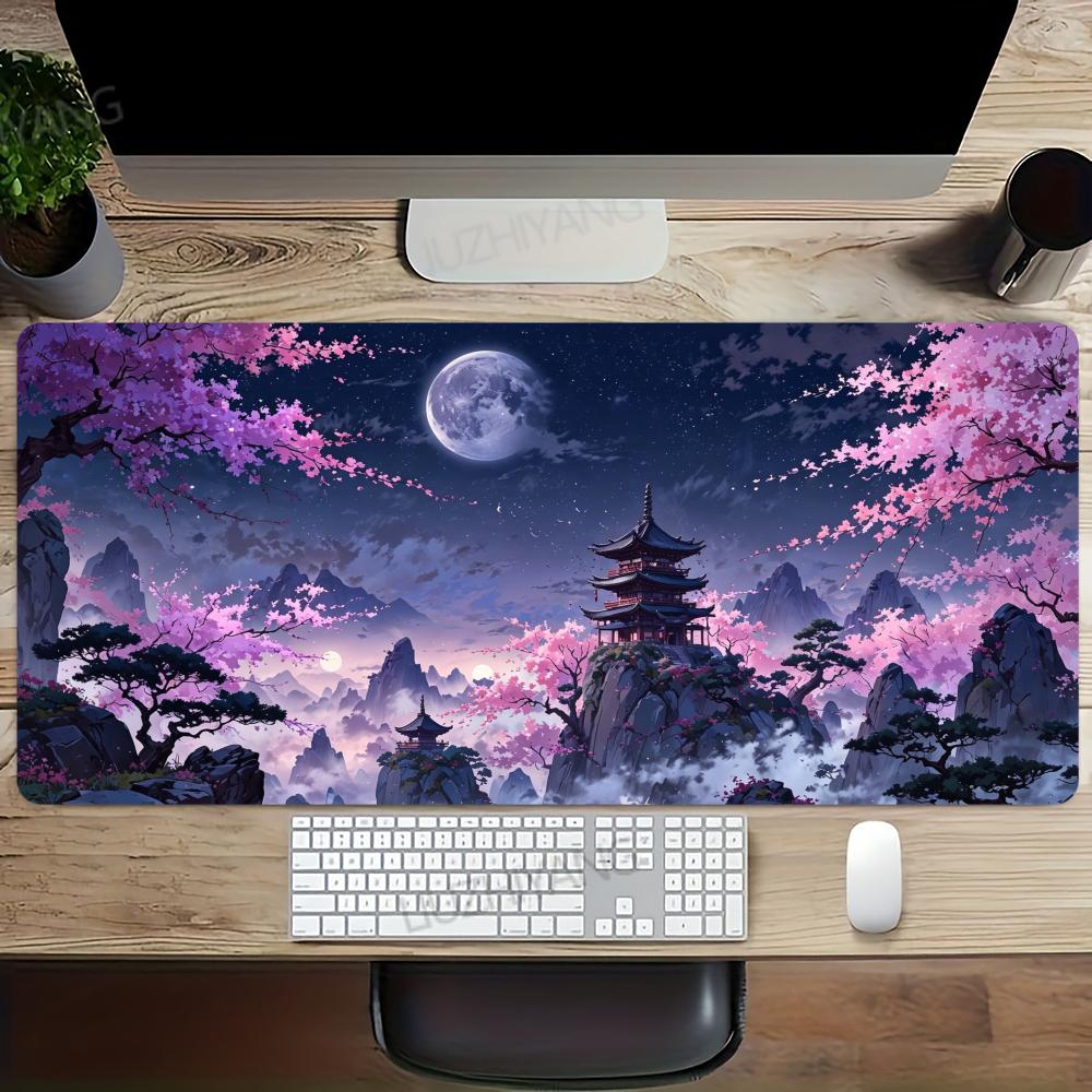 Sakura Scenery Mouse Pad Large Antislip Rubber Gaming Mousepad Durable Thick Seam Edge Suitable For Office And Gaming Desk Mats