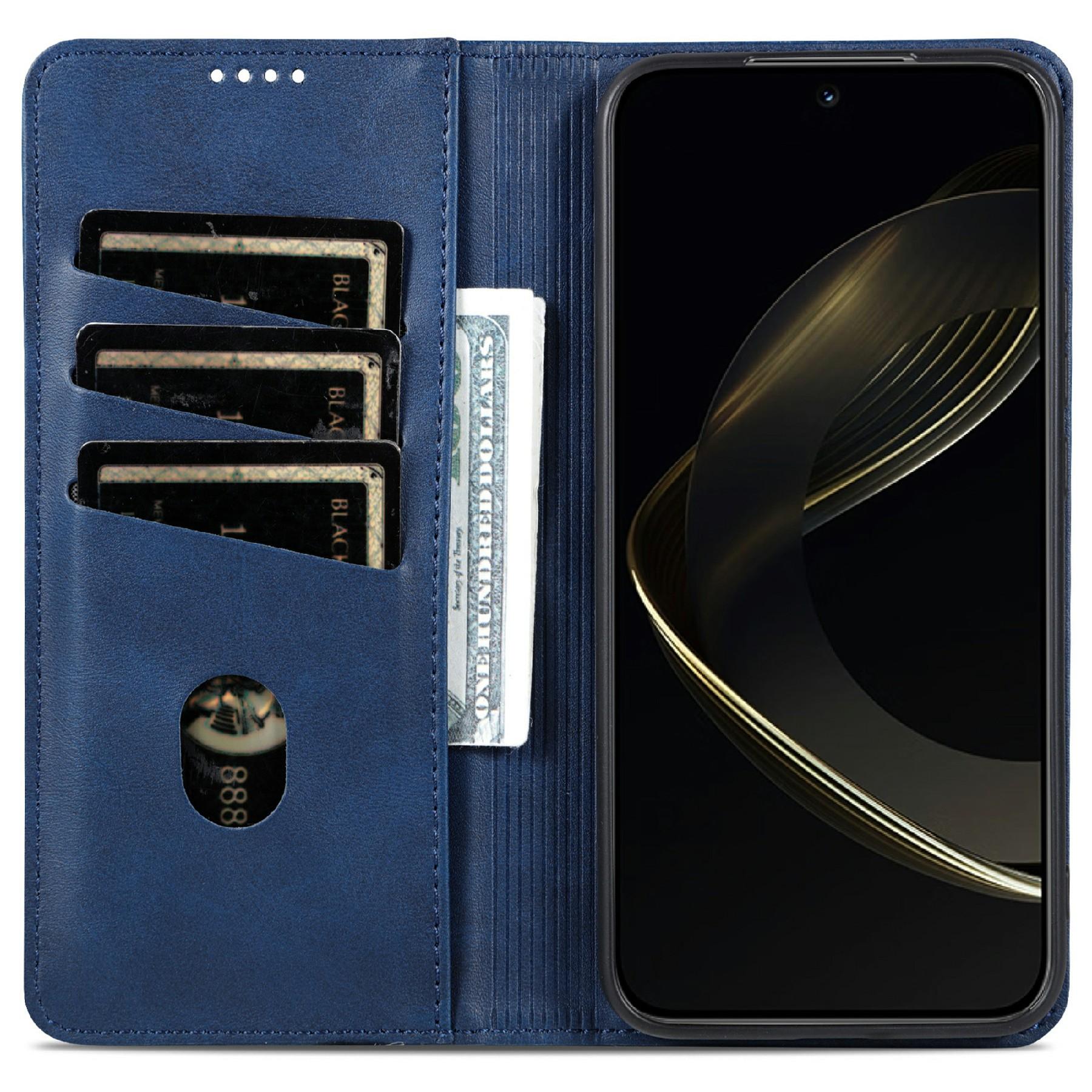 

AZNS For Samsung Galaxy A56 5G Case Cowhide Texture PU Leather Wallet Phone Cover Blue