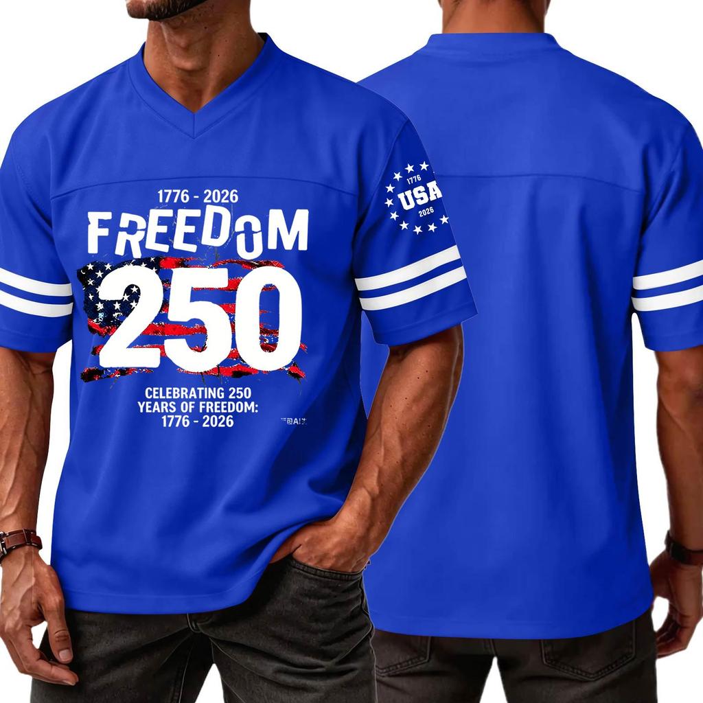Casual V Neck Jersey Short Sleeve Sports T Shirt Celebrating 250 Years of Freedom 1776 2026 Lightweight Breathable Athletic Top