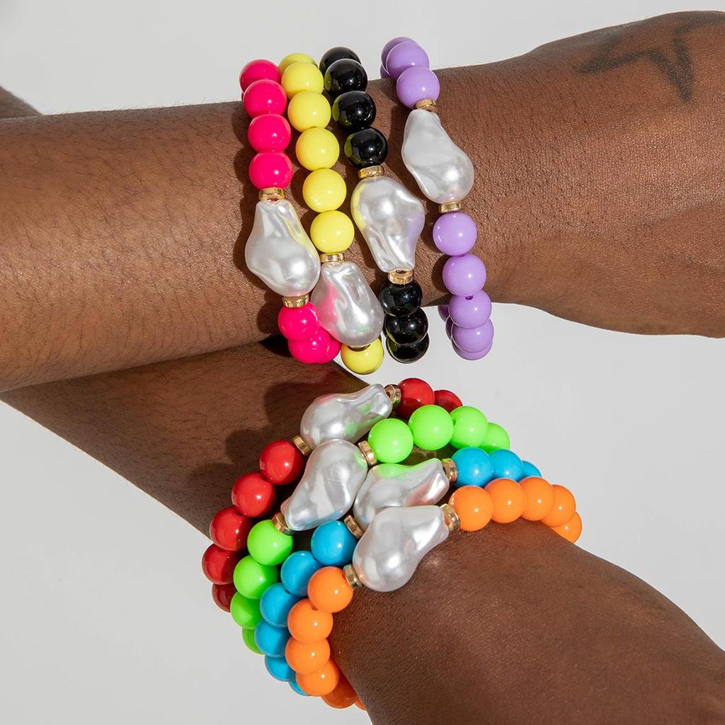 Summer New Colorful Multi Piece Pearl Acrylic Beaded Bracelet, Women's Jewelry Creative Personalized Bracelet