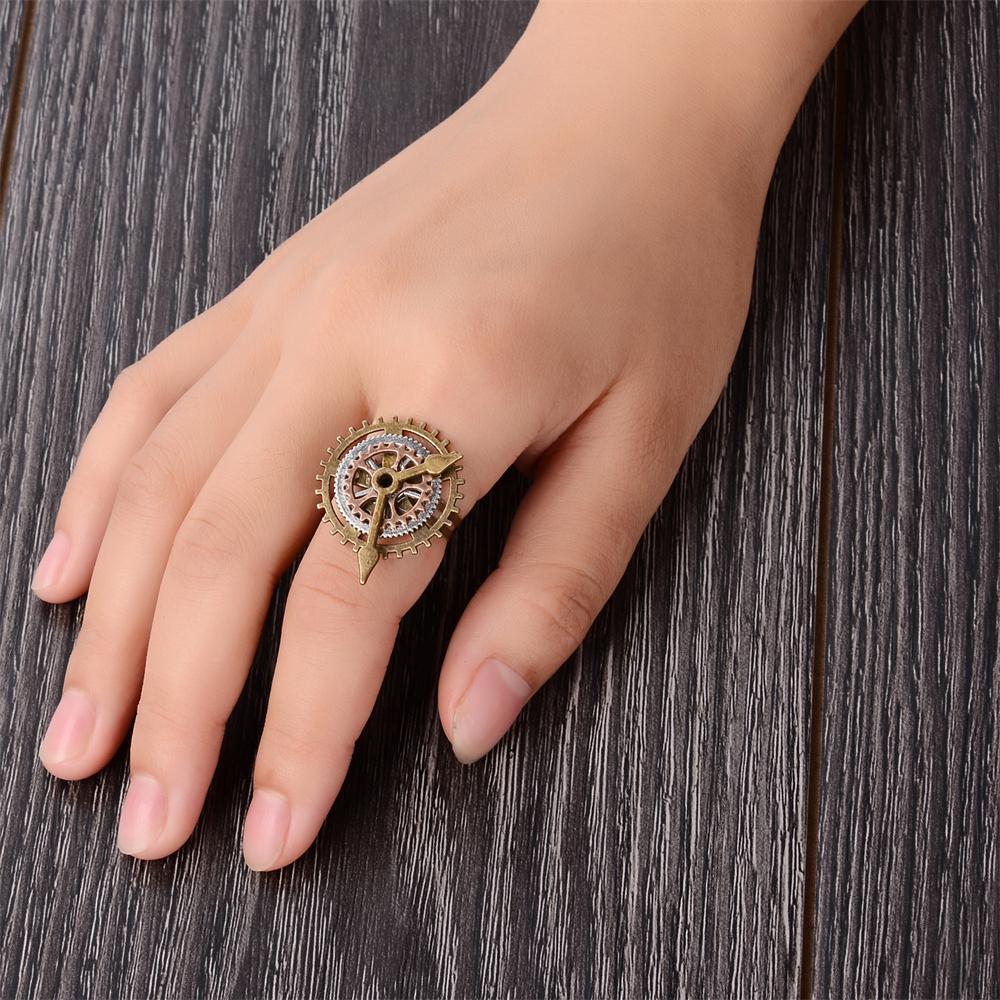 Steam Punk Ring Personalized Large Clock Gear Ring Retro Jewelry And Hand Accessories Wholesale
