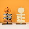 Halloween Pumpkin Ghost Wooden Ornament, Tabletop Decor for Home Party, Kids Birthday Gift & Party Favors
