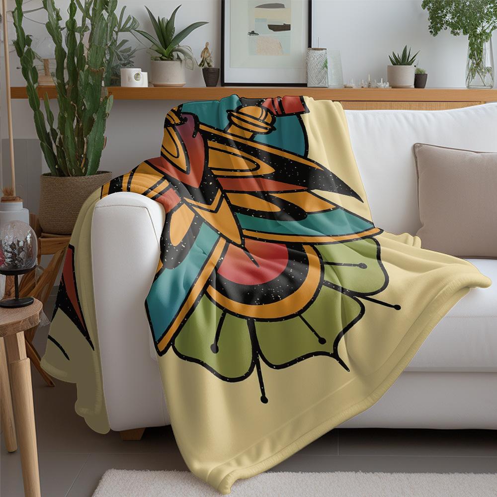 Decorative Throw Blanket with Psychedelic Butterfly Pattern Floral Design Mandala Bed Blanket Sofa Cover Gift for Women