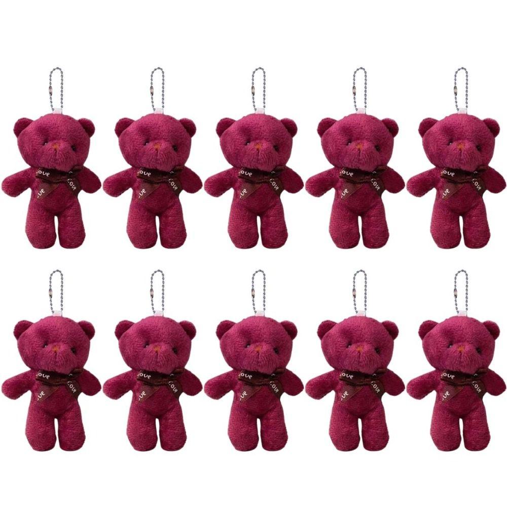 10Pcs Stuffed Little Bear Plush Toy Cartoon Animal Bear Plush Dolls  Schoolbag Ornaments