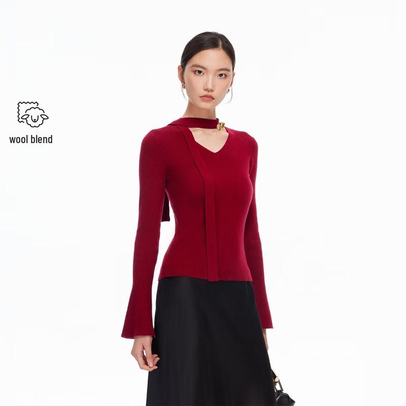 VEROMODA Women's Slim-Fit V-Neck Wool Blend Knit Sweater