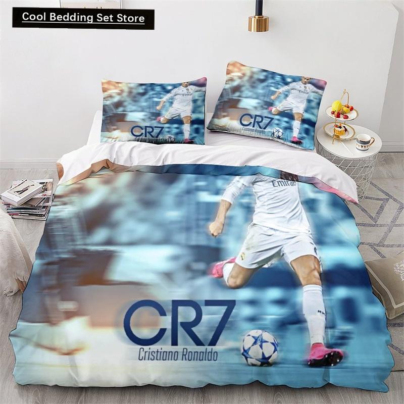 

Пододеяльник Роналду 3D Детский для мальчиков и девочек Пододеяльник Мягкое покрывало Набор из 2/3 предметов с застежкой-молнией Мягкая микрофибра Кинг-сайз EU single(135x200cm)